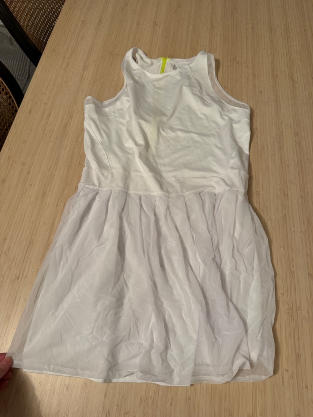 Womens White Mesh Skater Dress - Sleeveless